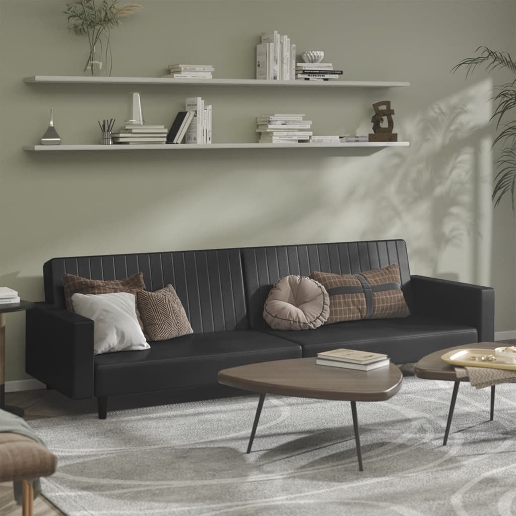 Schlafsofa 2-Sitzer Schwarz Kunstleder