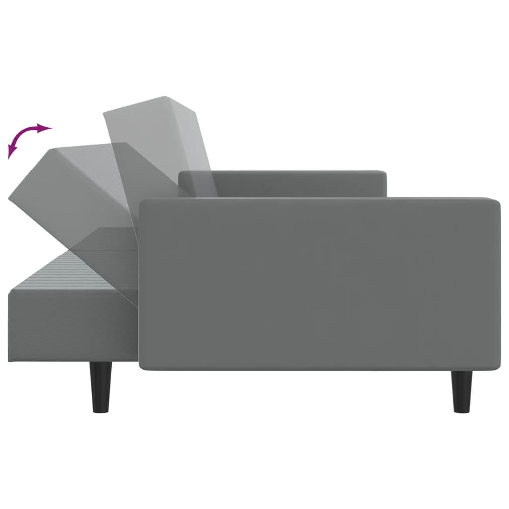 Schlafsofa 2-Sitzer Grau Kunstleder