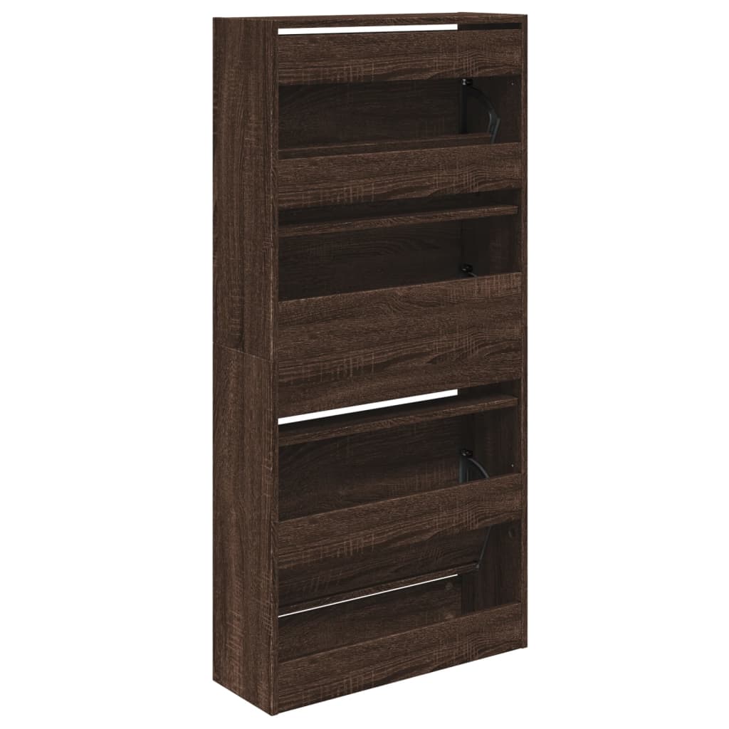 Schuhschrank Braun Eichen-Optik 60x21x125,5 cm Holzwerkstoff