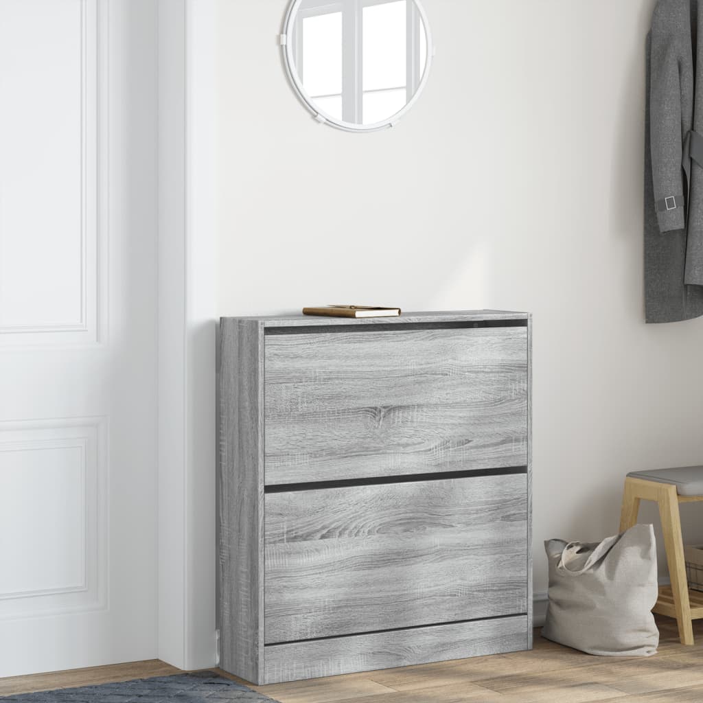 Schuhschrank Grau Sonoma 80x21x87,5 cm Holzwerkstoff