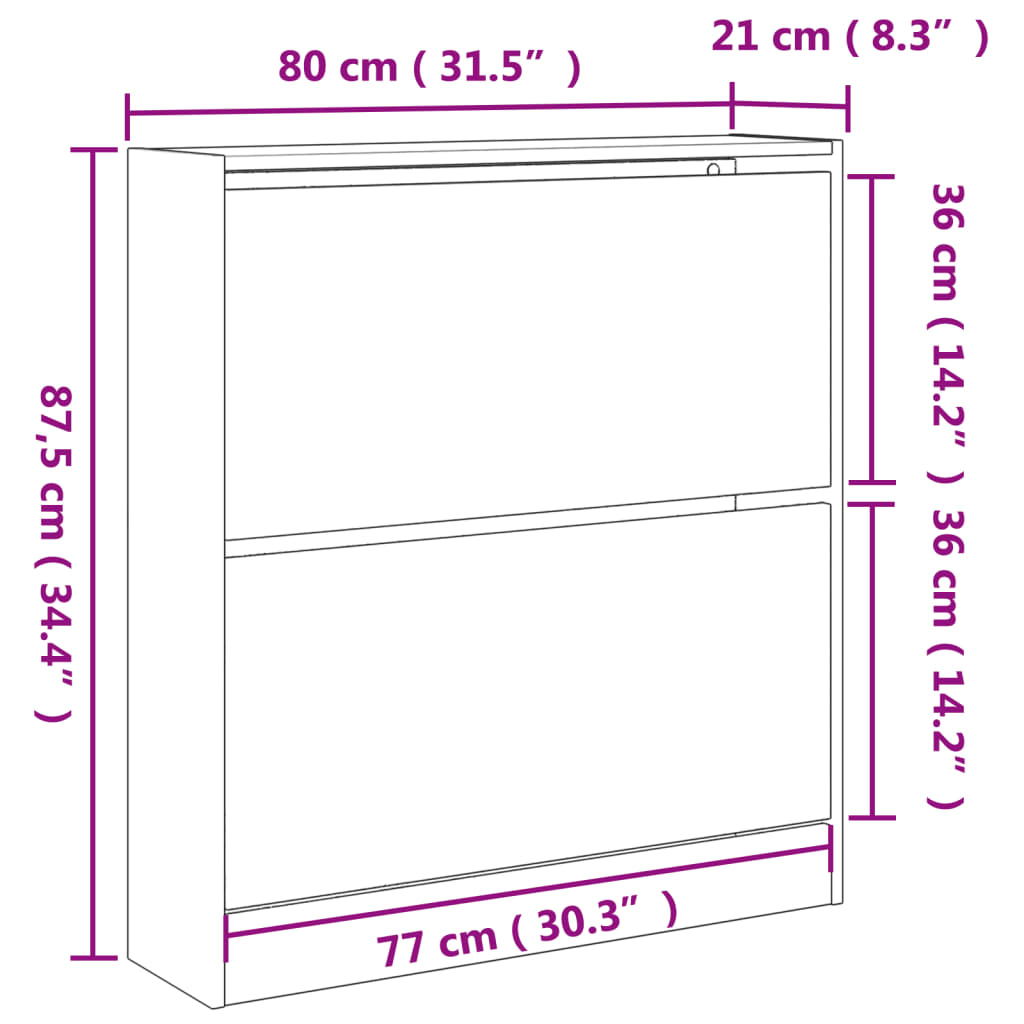 Schuhschrank Grau Sonoma 80x21x87,5 cm Holzwerkstoff