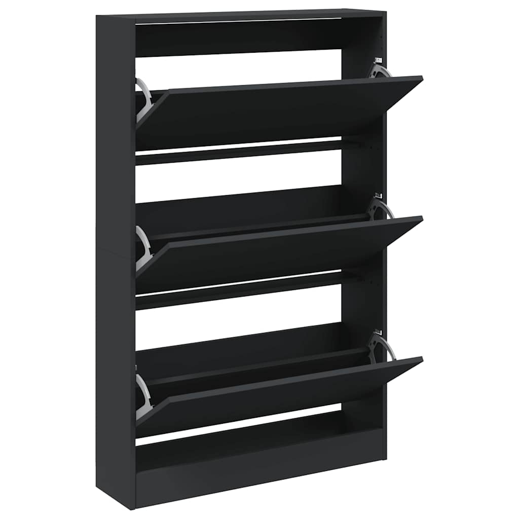 Schuhschrank Schwarz 80x21x125,5 cm Holzwerkstoff