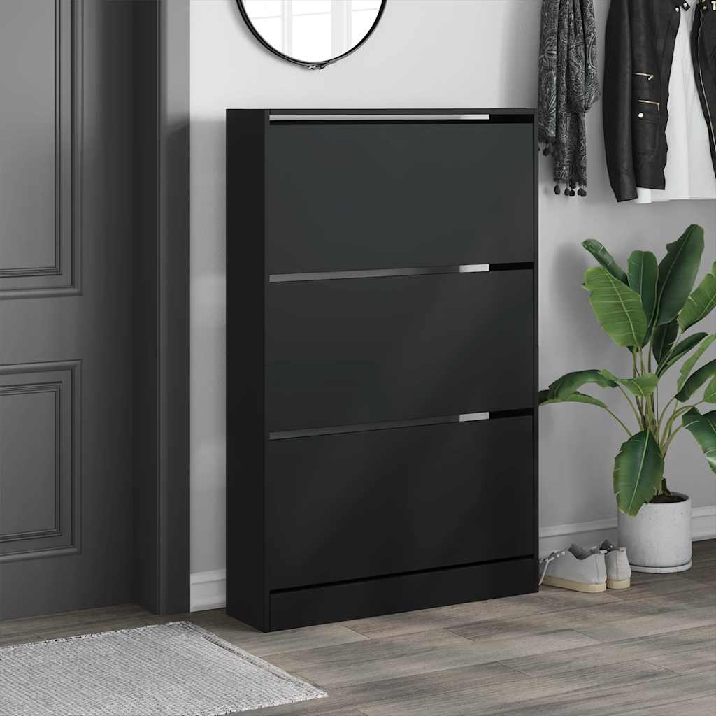Schuhschrank Schwarz 80x21x125,5 cm Holzwerkstoff