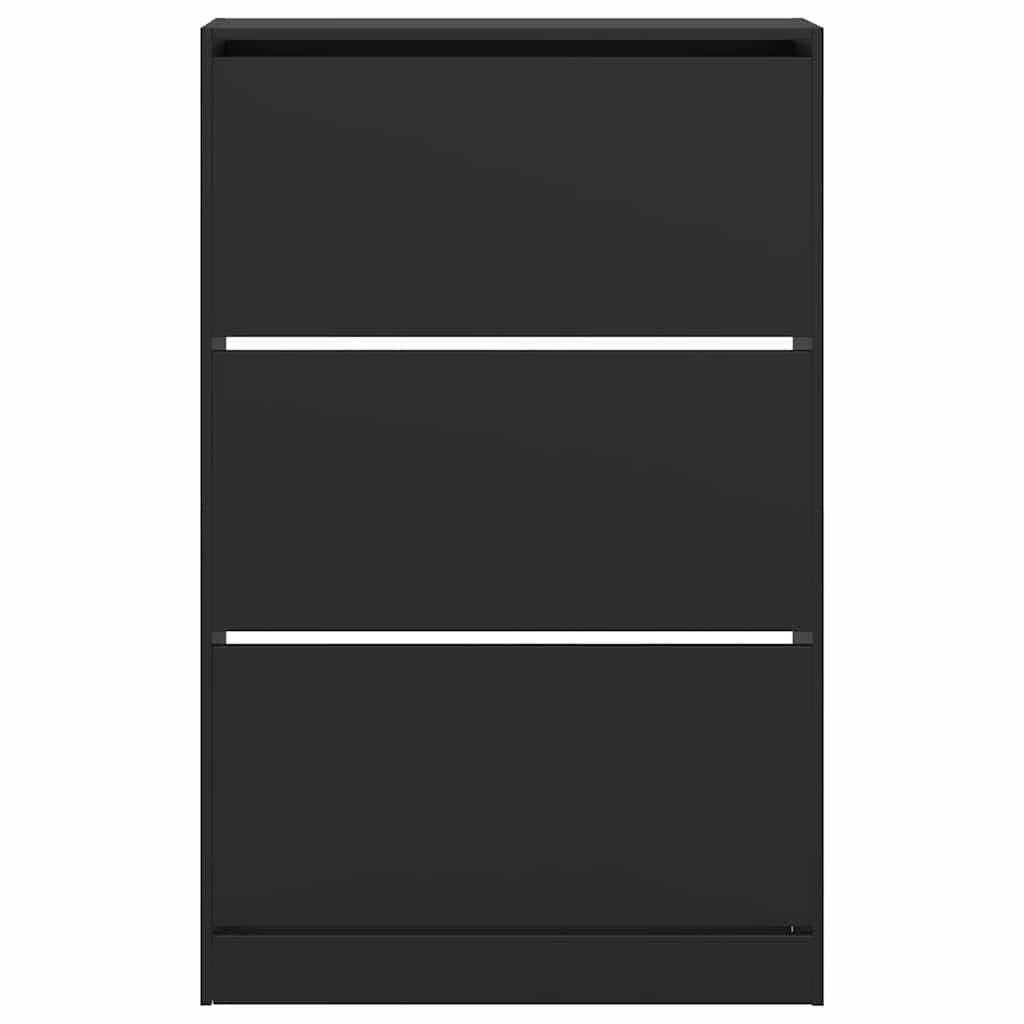 Schuhschrank Schwarz 80x21x125,5 cm Holzwerkstoff