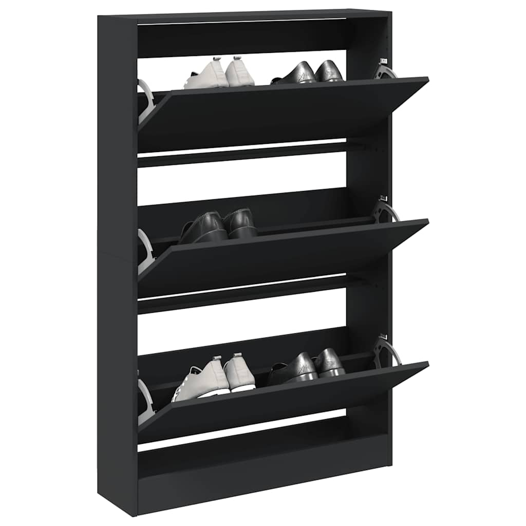 Schuhschrank Schwarz 80x21x125,5 cm Holzwerkstoff
