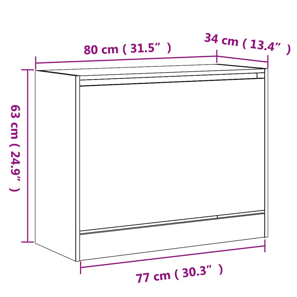Schuhschrank Räuchereiche 80x34x63 cm Holzwerkstoff