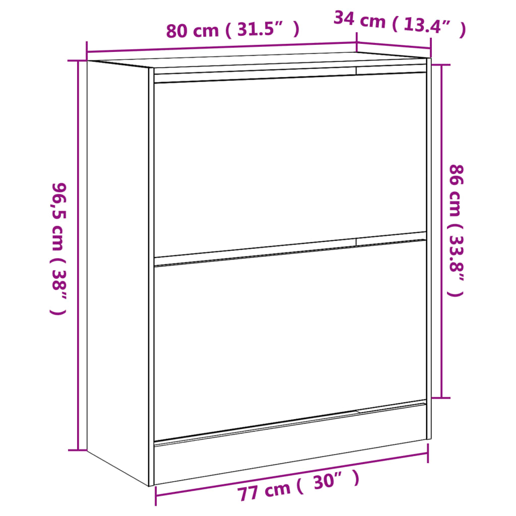 Schuhschrank Weiß 80x34x96,5 cm Holzwerkstoff