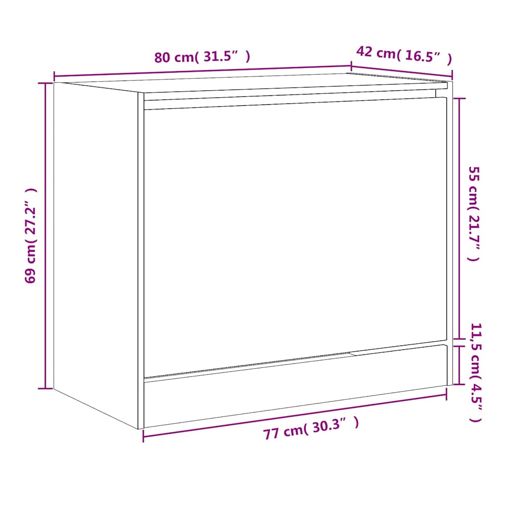 Schuhschrank Schwarz 80x42x69 cm Holzwerkstoff