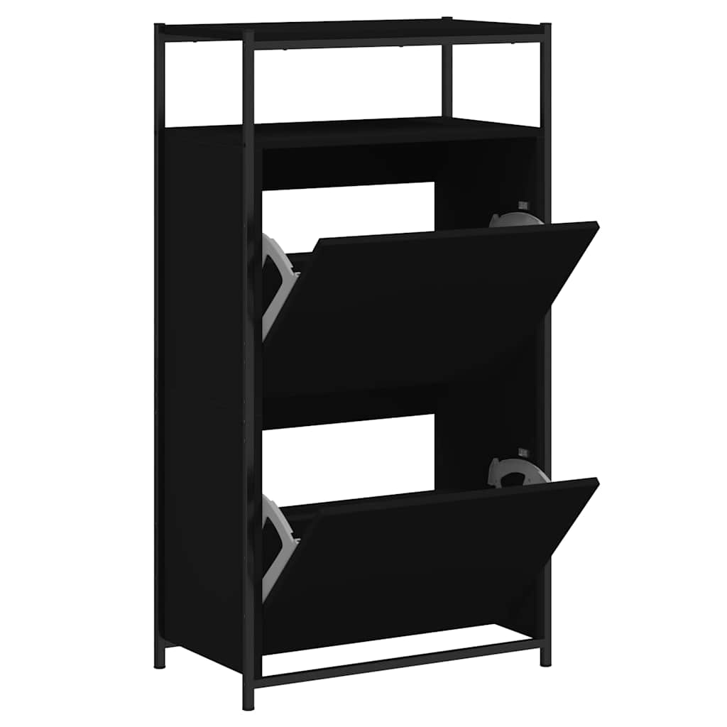 Schuhschrank Schwarz 60x34x112 cm Holzwerkstoff