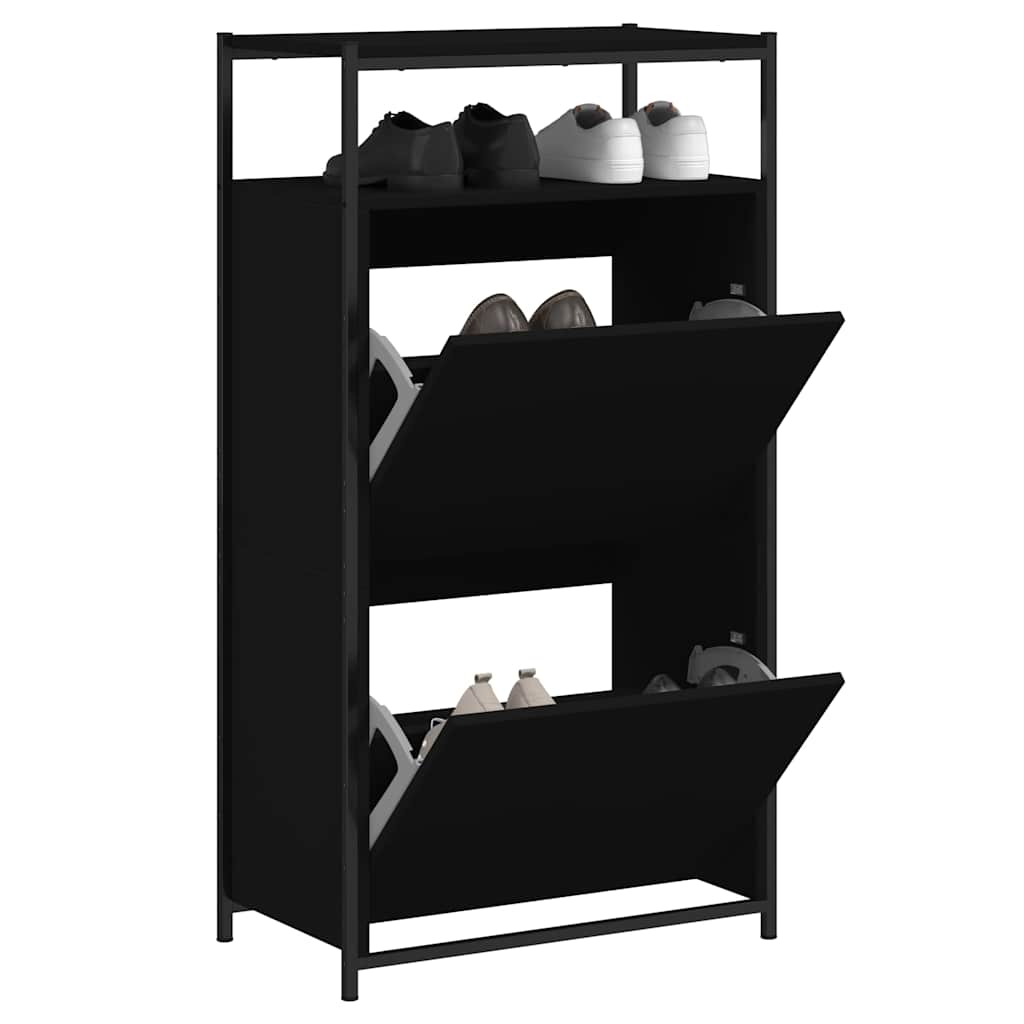 Schuhschrank Schwarz 60x34x112 cm Holzwerkstoff