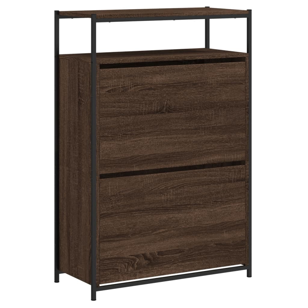 Schuhschrank Braun Eichen-Optik 75x34x112 cm Holzwerkstoff