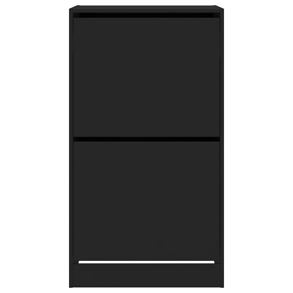 Schuhschrank mit 2 Klappen Schwarz 60x42x108 cm