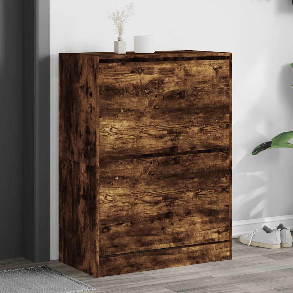 Schuhschrank mit 2 Klappen Räuchereiche 80x42x108 cm