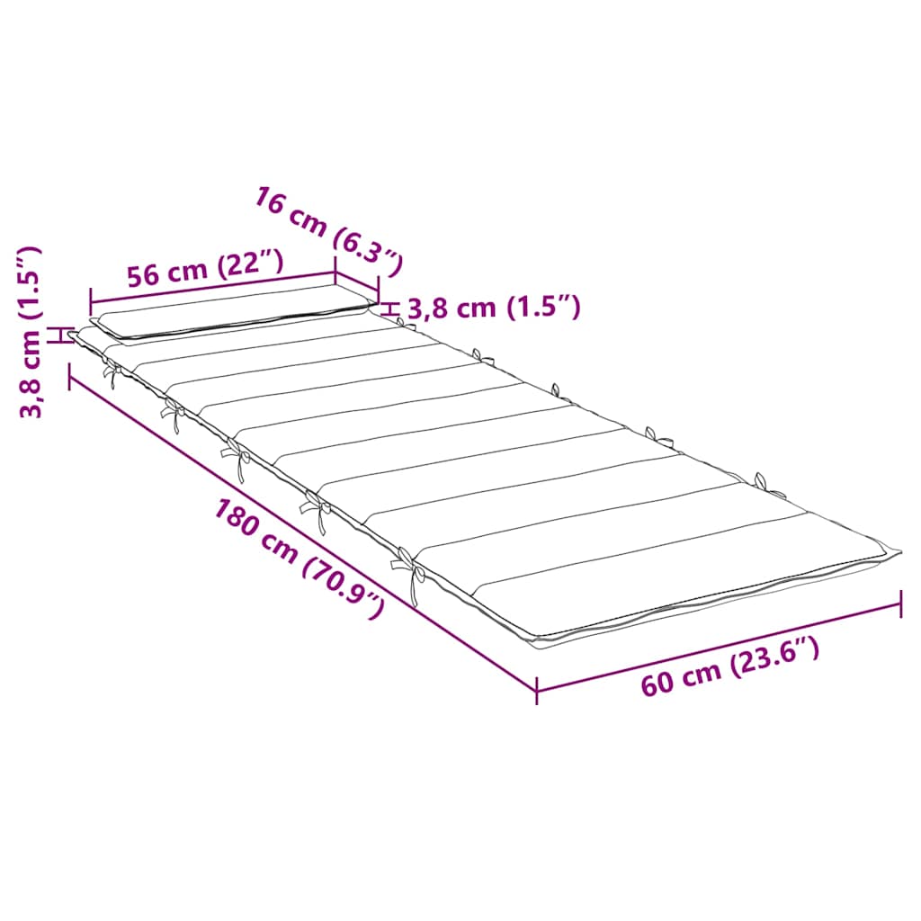 Sonnenliegen-Auflage Marineblau 180x60x4 cm Oxford-Gewebe