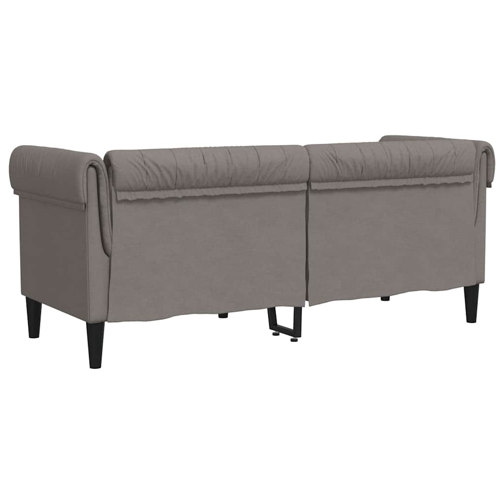 Chesterfield-Sofa 2-Sitzer Taupe Stoff