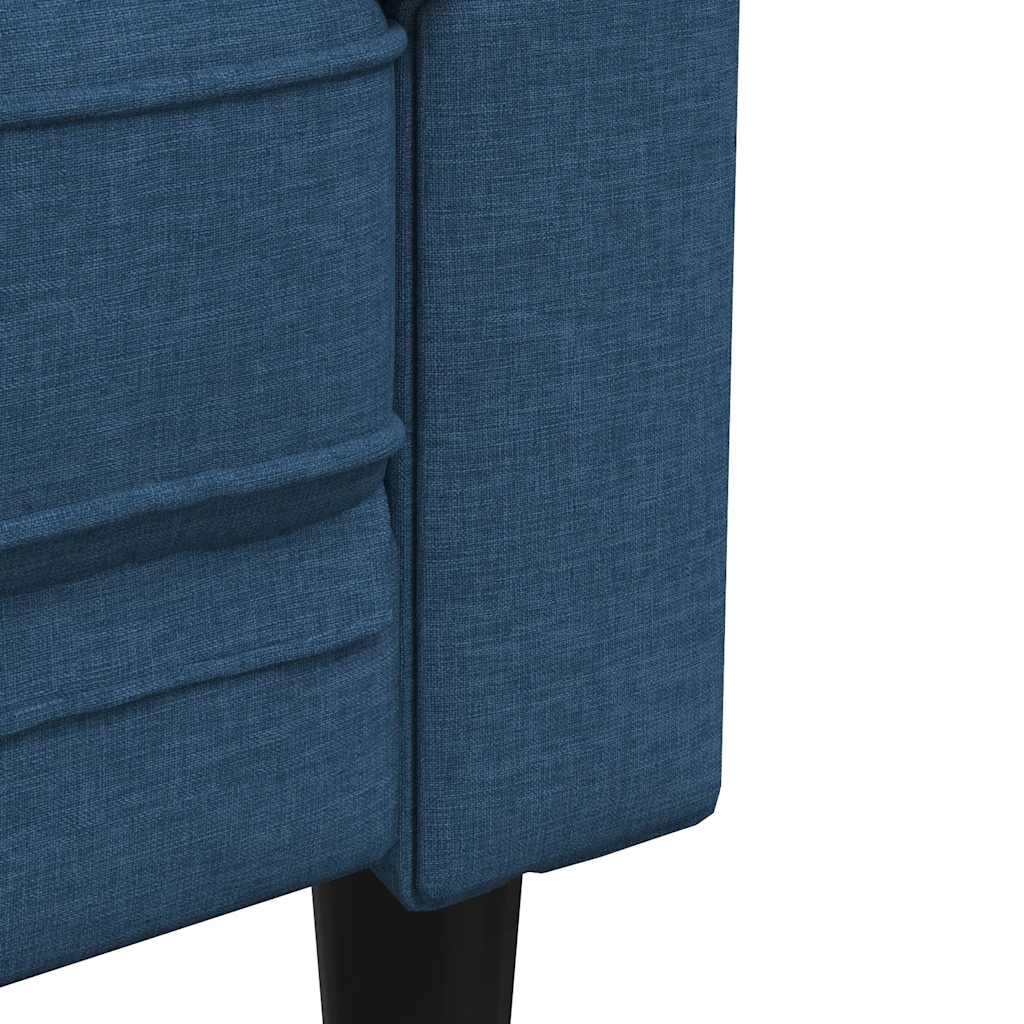 Chesterfield-Sofa 2-Sitzer Blau Stoff