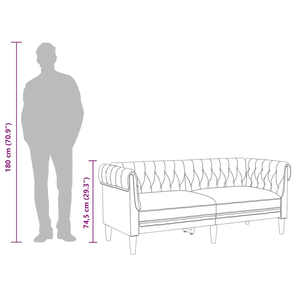 Chesterfield-Sofa 2-Sitzer Braun Stoff