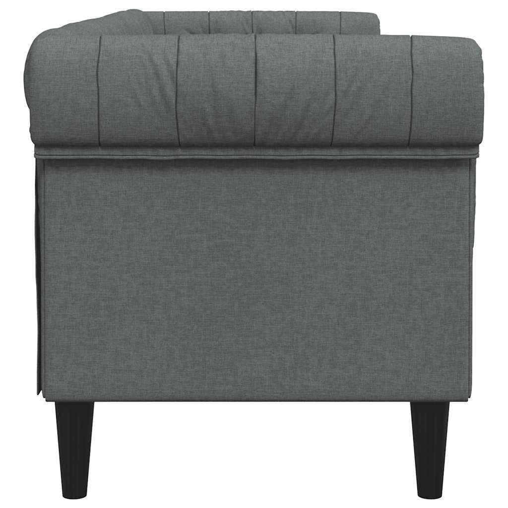 Chesterfield-Sofa 3-Sitzer Dunkelgrau Stoff