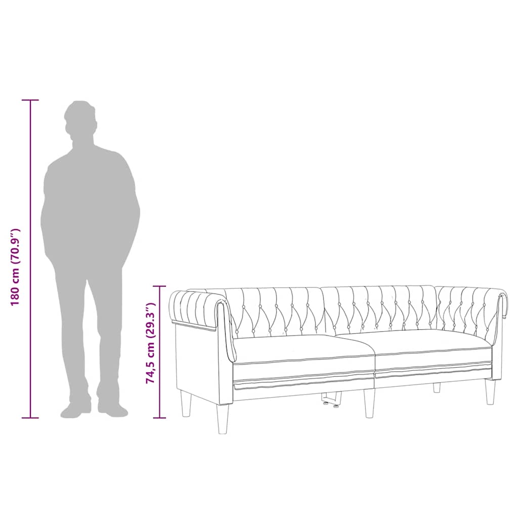 Chesterfield-Sofa 3-Sitzer Braun Stoff