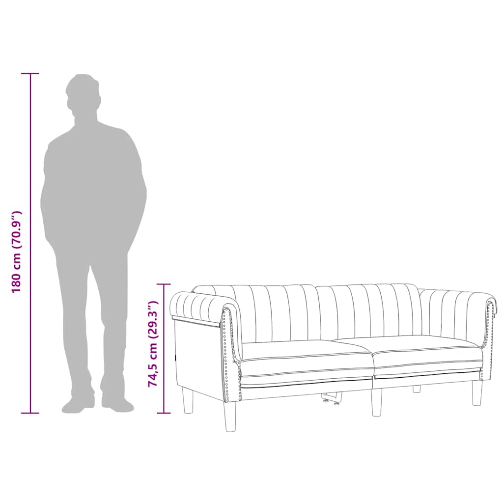 Sofa 2-Sitzer Hellgrau Samt