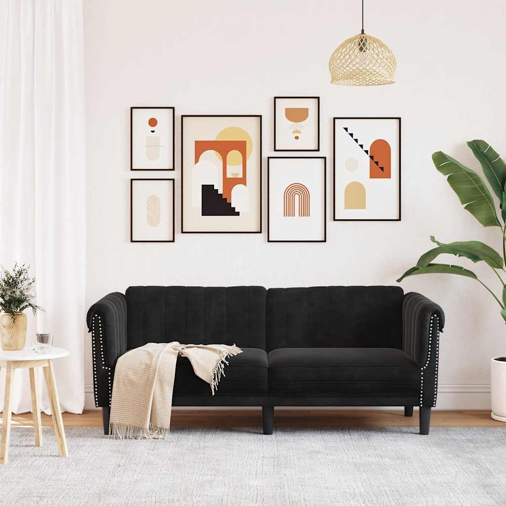 Sofa 2-Sitzer Schwarz Samt