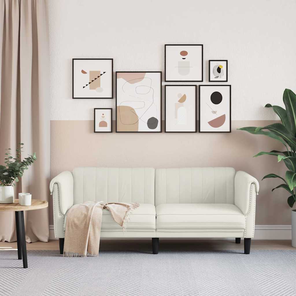 Sofa 2-Sitzer Creme Samt