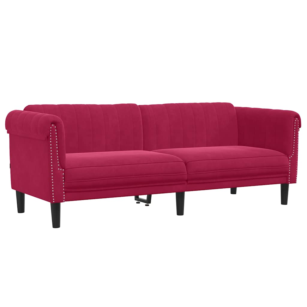 Sofa 3-Sitzer Weinrot Samt
