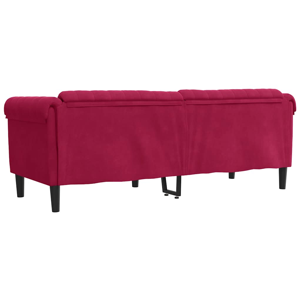 Sofa 3-Sitzer Weinrot Samt
