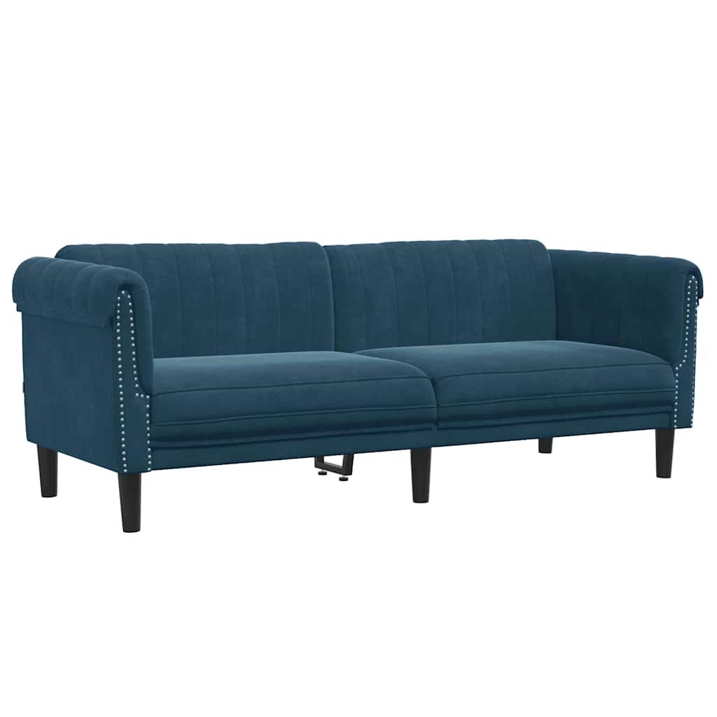 Sofa 3-Sitzer Blau Samt