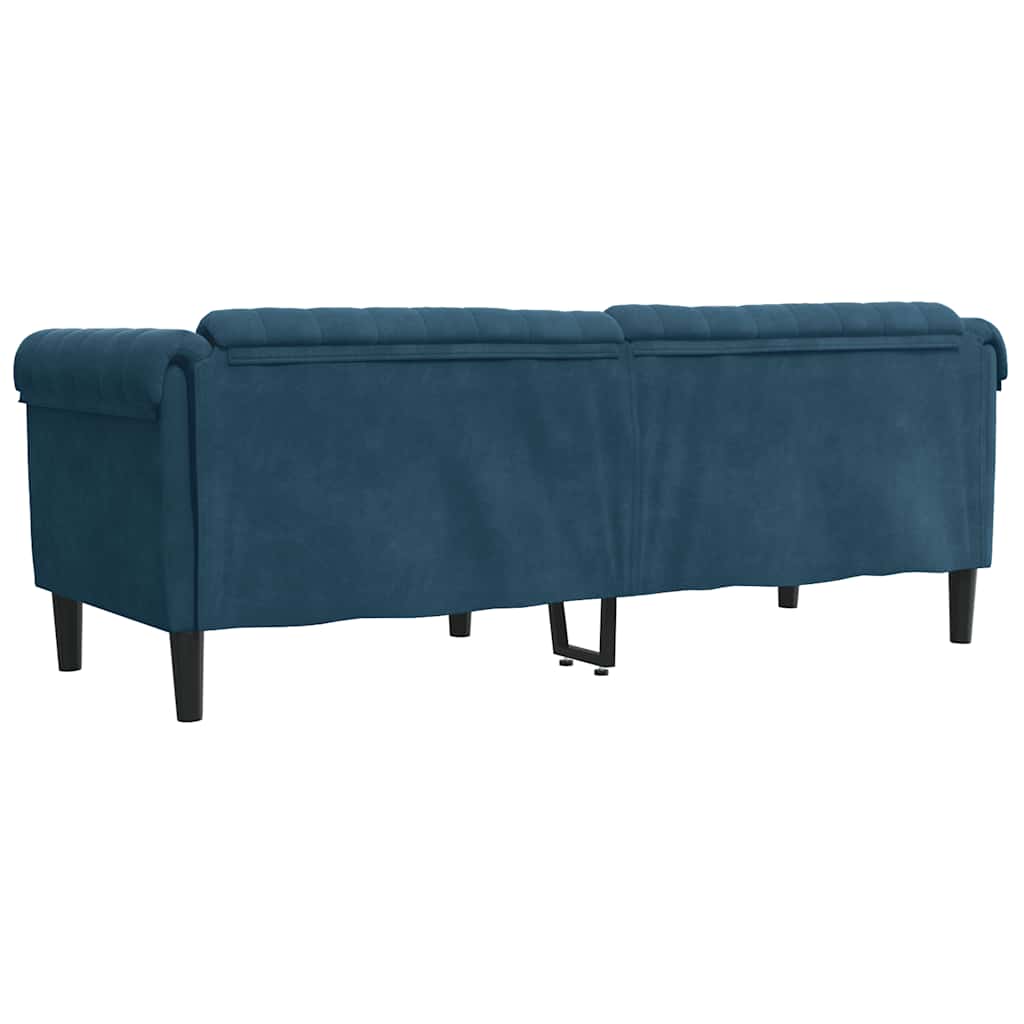 Sofa 3-Sitzer Blau Samt