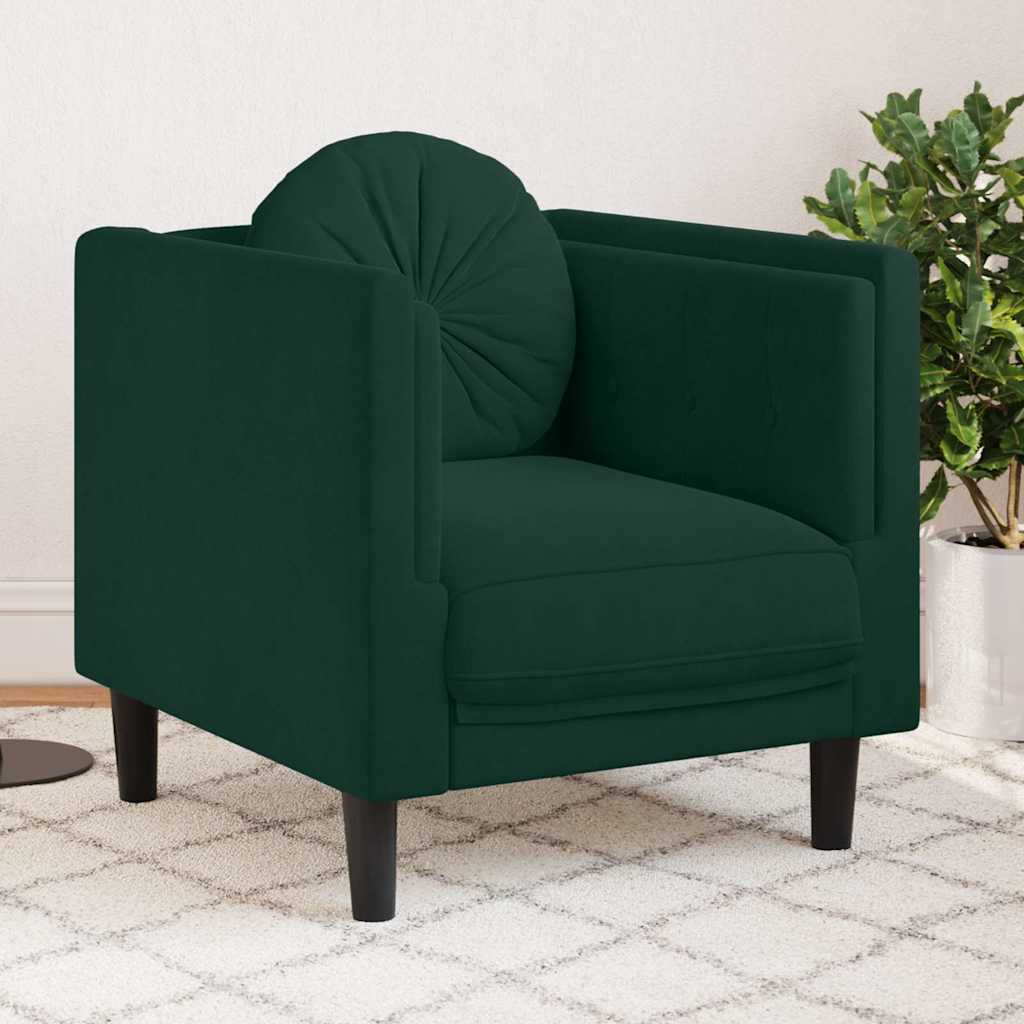 Sessel mit Kissen Dunkelgrün Samt