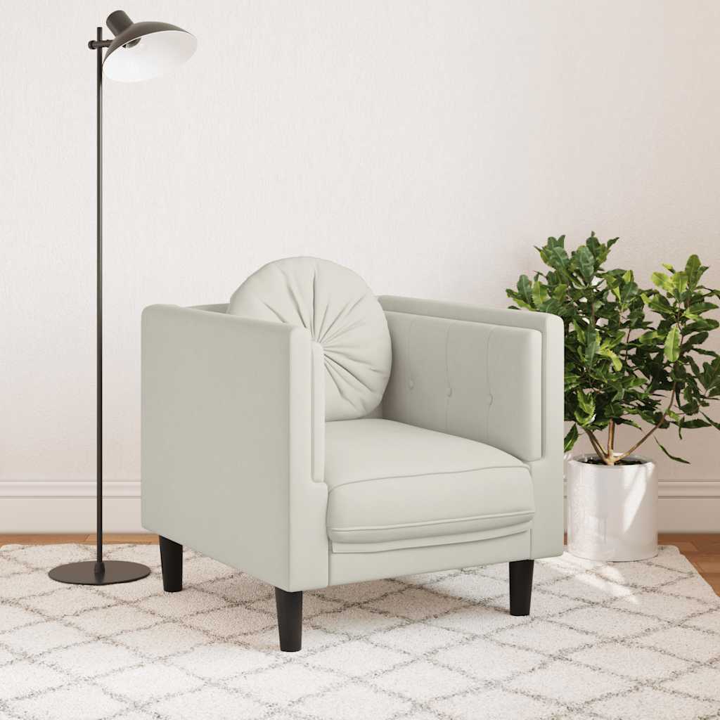 Sessel mit Kissen Creme Samt