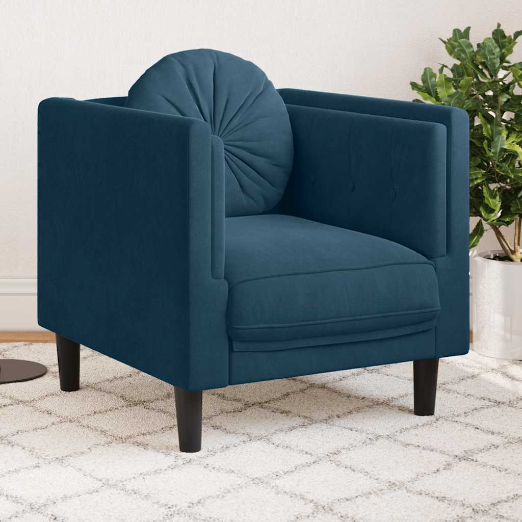 Sessel mit Kissen Blau Samt