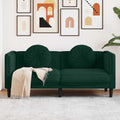 Sofa mit Kissen 2-Sitzer Dunkelgrün Samt