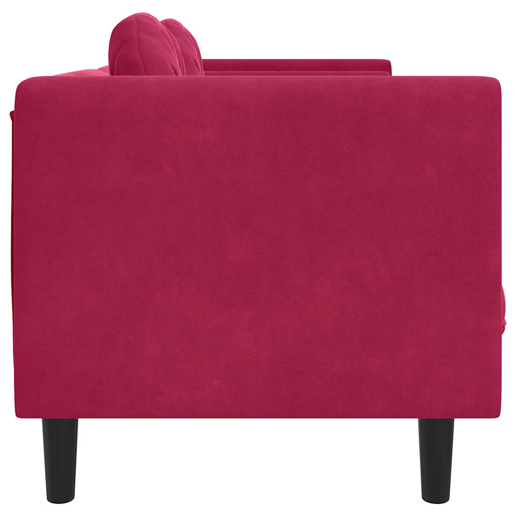 Sofa mit Kissen 2-Sitzer Weinrot Samt