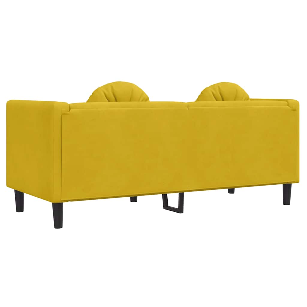 Sofa mit Kissen 2-Sitzer Gelb Samt