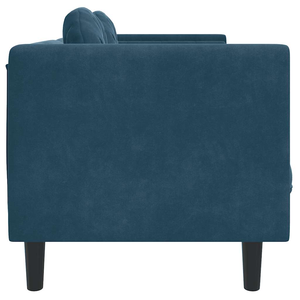Sofa mit Kissen 2-Sitzer Blau Samt