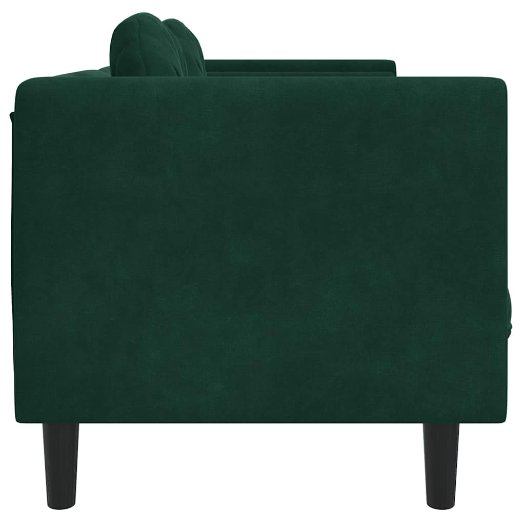Sofa mit Kissen 3-Sitzer Dunkelgrün Samt