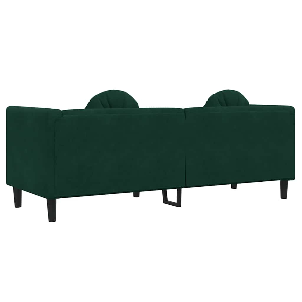 Sofa mit Kissen 3-Sitzer Dunkelgrün Samt