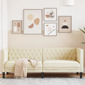 Chesterfield-Sofa 3-Sitzer Creme Kunstleder