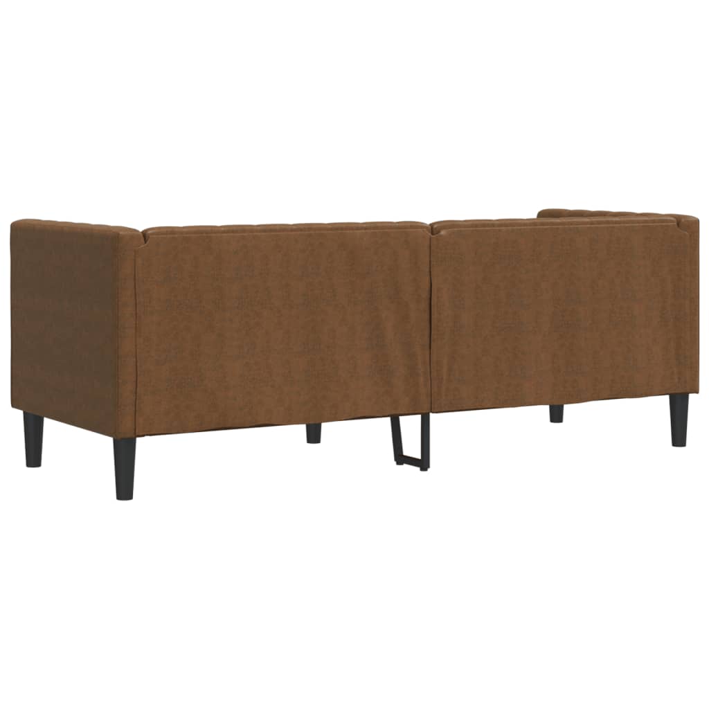 Chesterfield-Sofa 3-Sitzer Braun Kunstleder in Wildleder-Optik