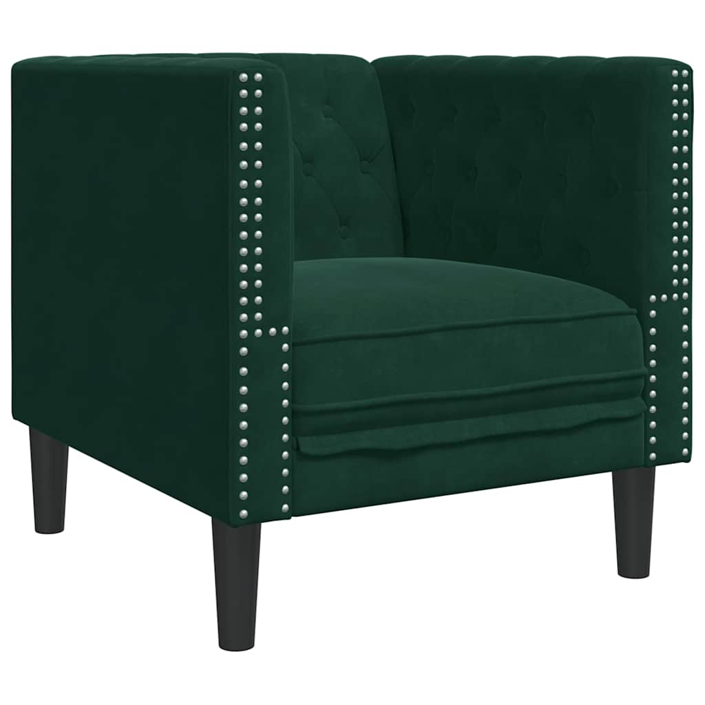 Chesterfield-Sessel Dunkelgrün Samt