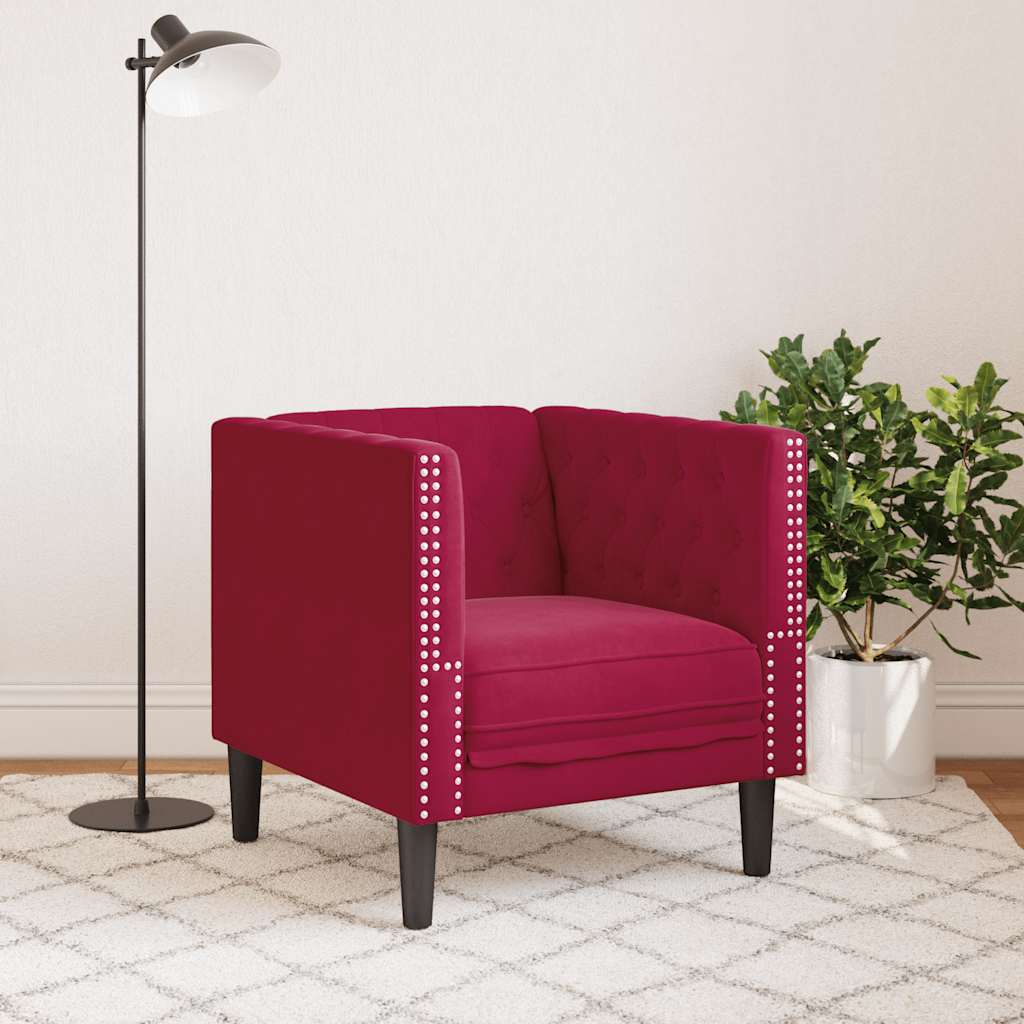 Chesterfield-Sessel Weinrot Samt