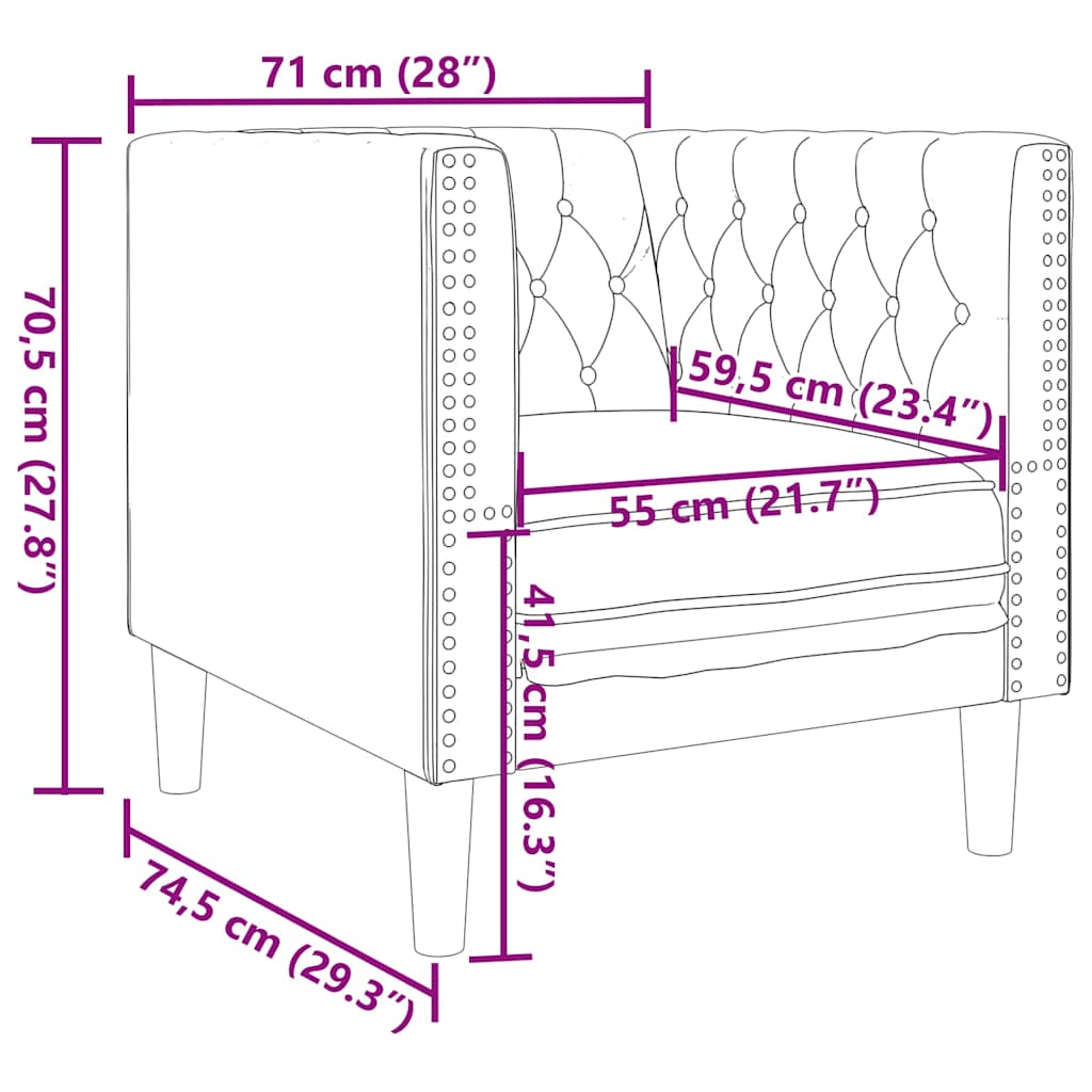 Chesterfield-Sessel Weinrot Samt