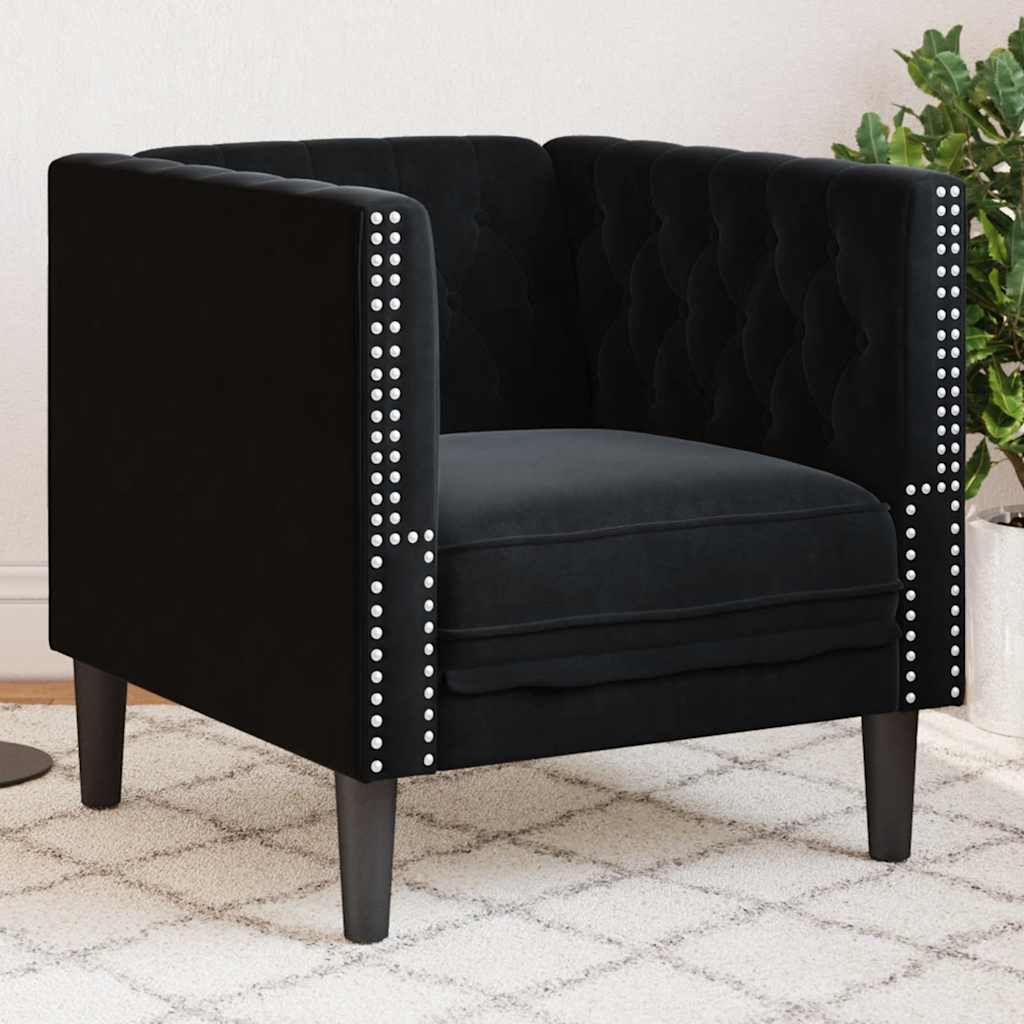 Chesterfield-Sessel Schwarz Samt