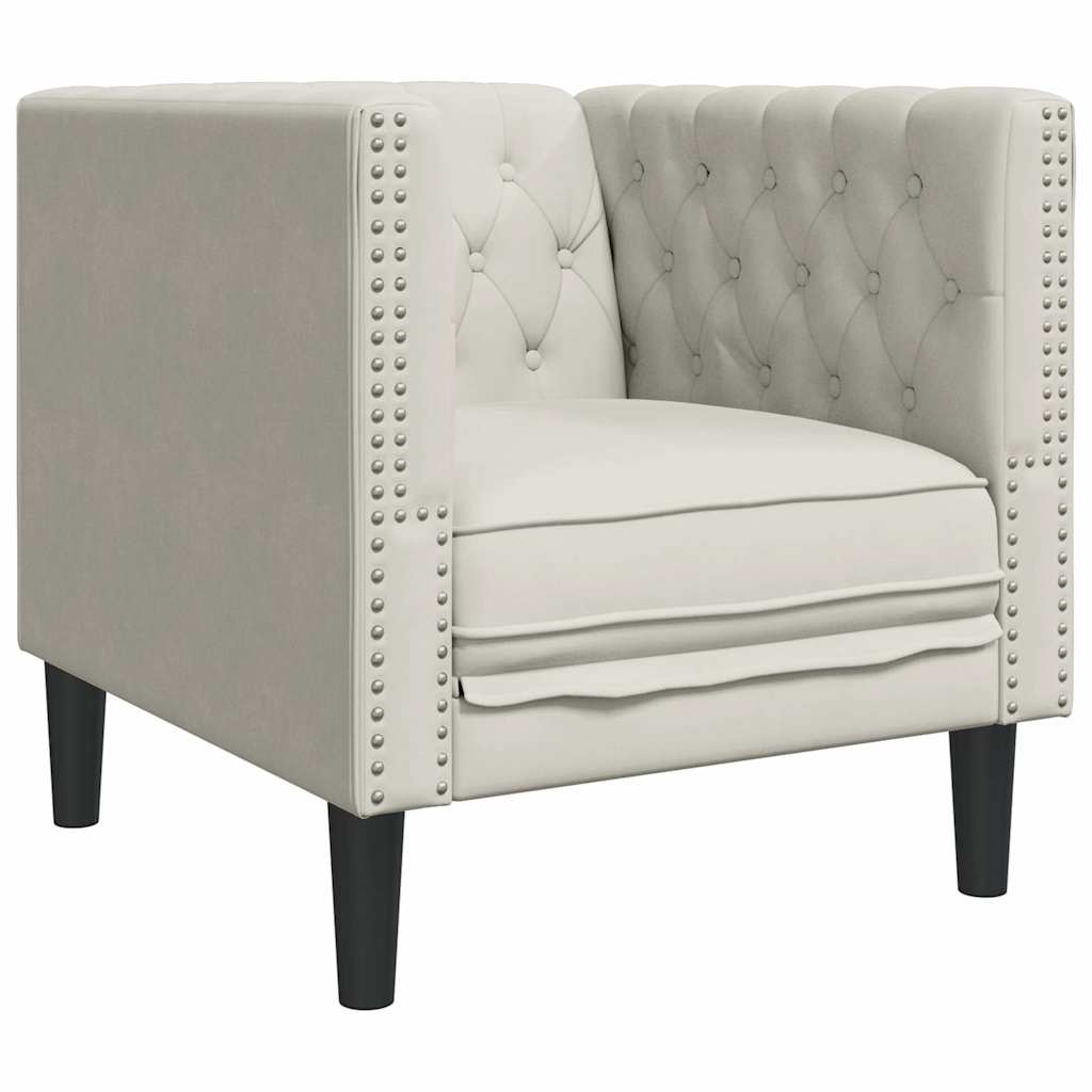 Chesterfield-Sessel Creme Samt