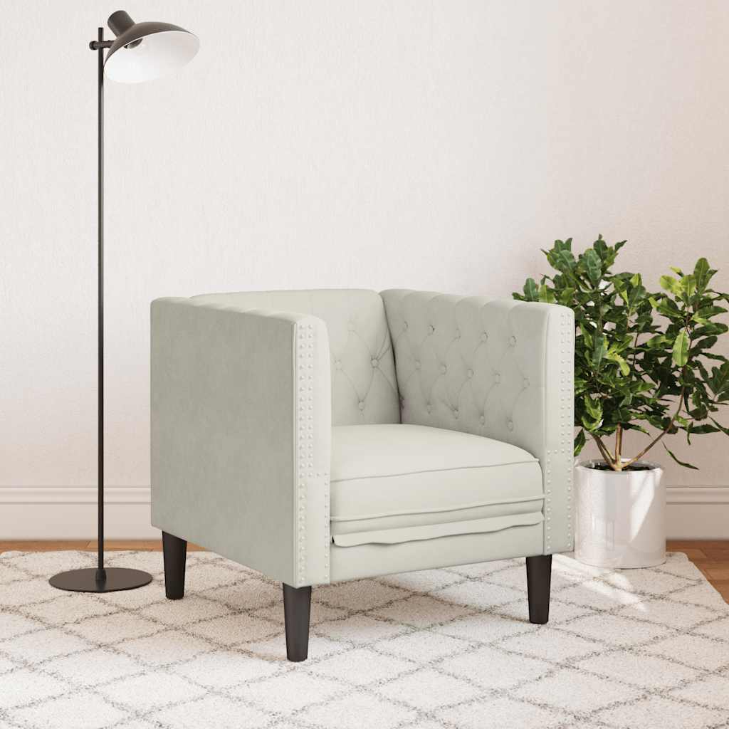 Chesterfield-Sessel Creme Samt