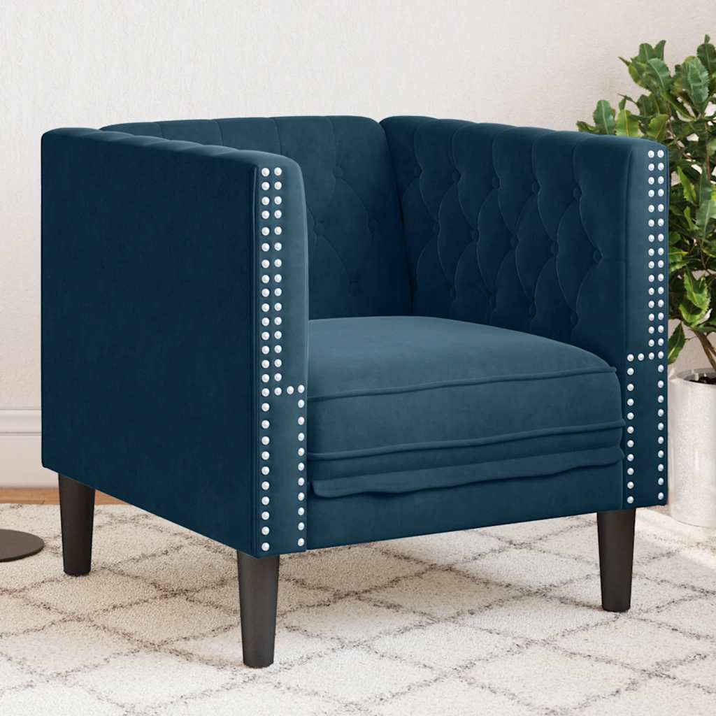 Chesterfield-Sessel Blau Samt