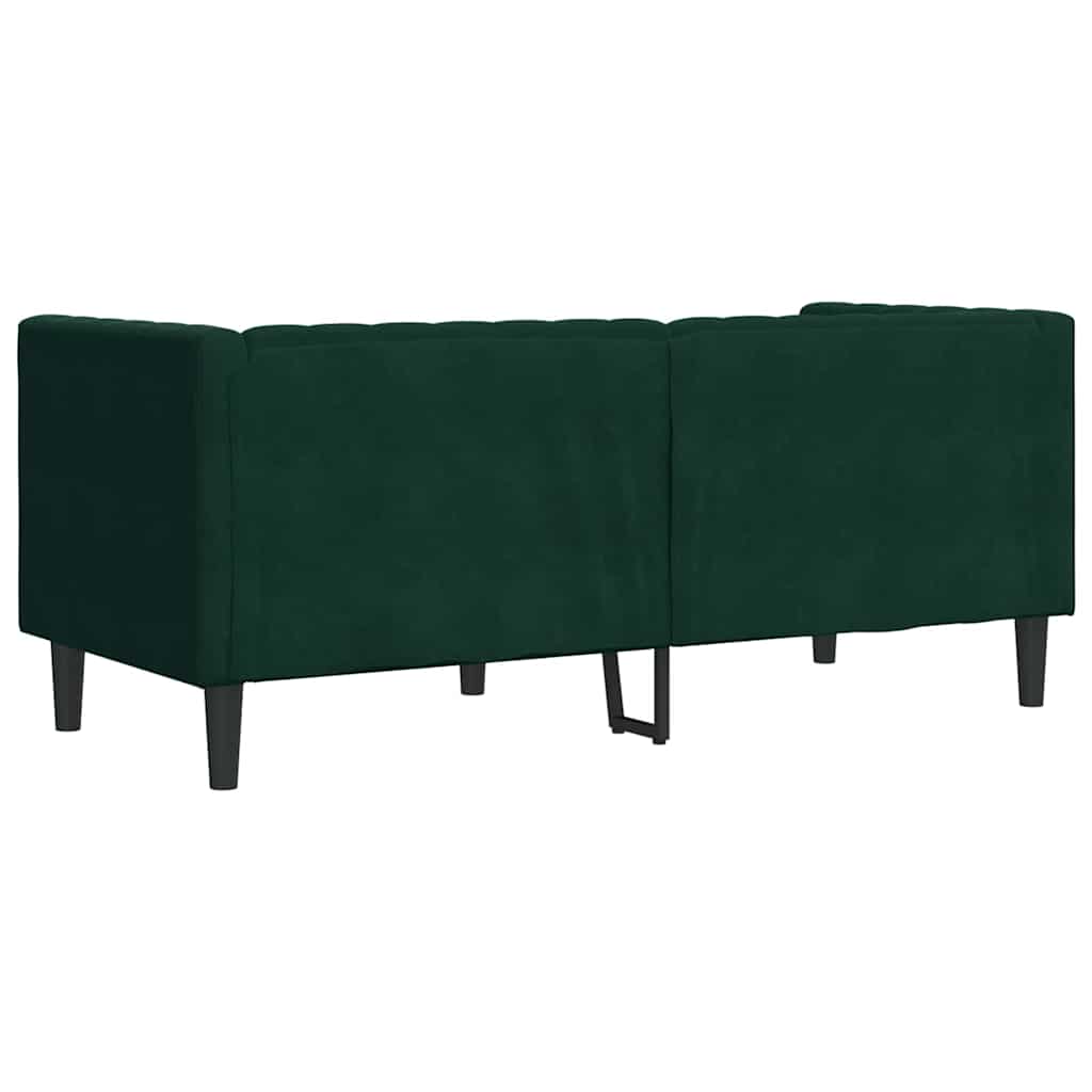 Chesterfield-Sofa mit Nackenrollen 2-Sitzer Dunkelgrün Samt