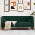 Chesterfield-Sofa mit Nackenrollen 2-Sitzer Dunkelgrün Samt